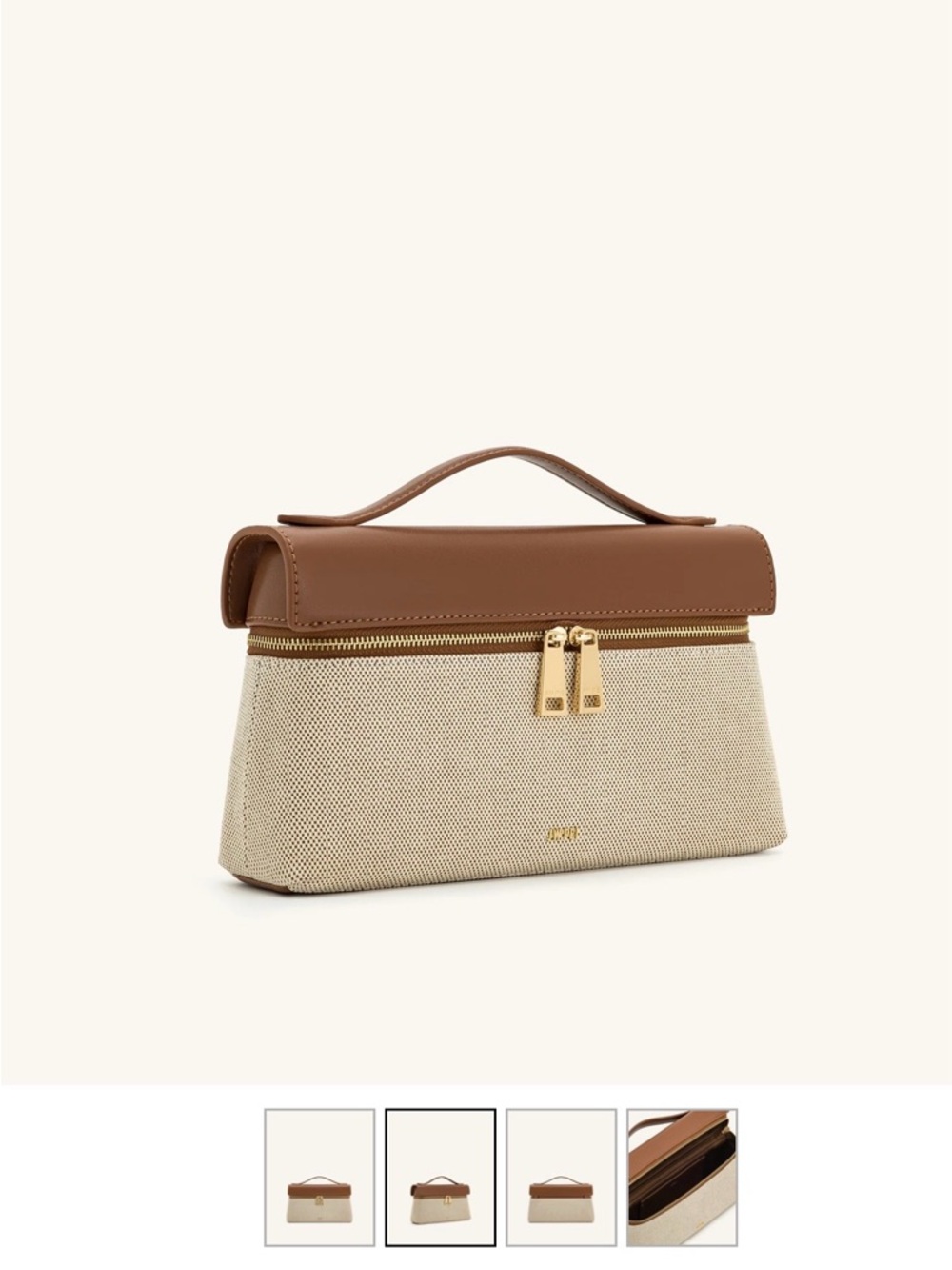 JW PEI Beige Canvas Mini Bag with Brown Leather Handle